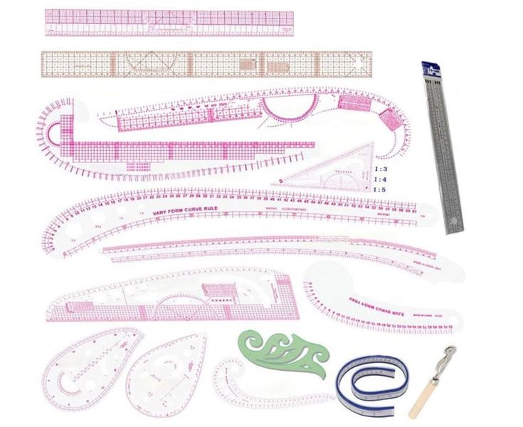 16 PCS Sewing Ruler Set French Curve Ruler Clear Metric for Pattern Making