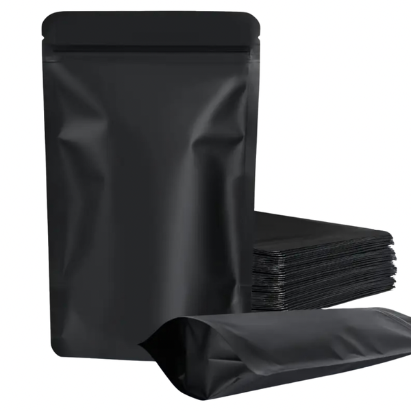 Black Resealable Mylar Ziplock Bags - Pack of 20
