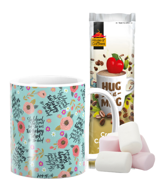 PepperSt Hug Mug with Marshmallows - She was too F...ing Tired