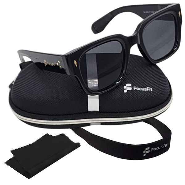 FocusFit Bold Square Sunglasses with UV350 Protection 6023PL-BL