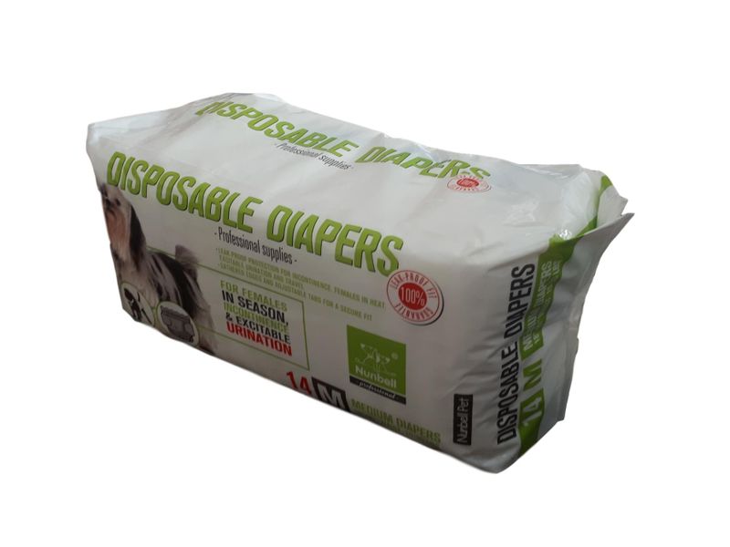 Nunbell Disposable Dog Diapers – Medium – Pack of 14