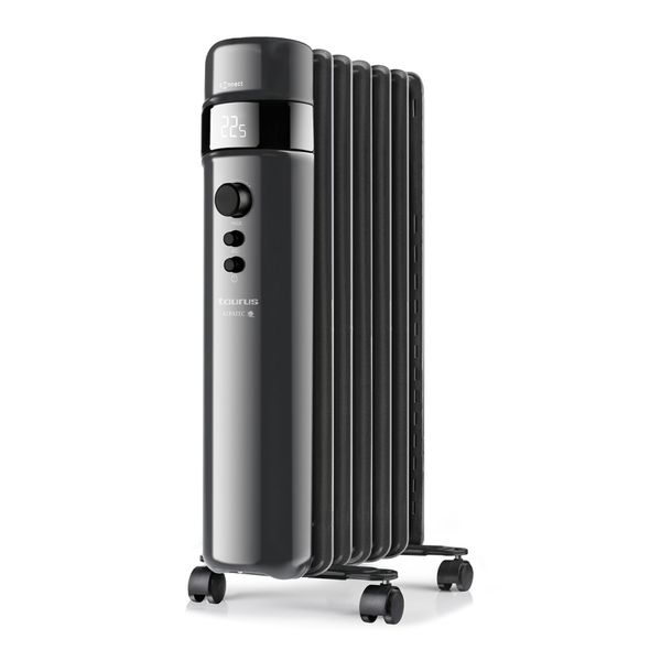 Taurus Heater 7 Fin Oil Filled Steel Black Wifi Enabled 3Heat Settings