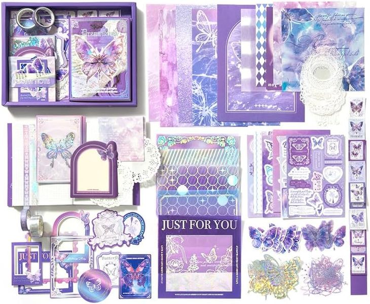 DIY Journaling Kit - Vintage Gorgeous Purple Butterfly Decoration Stickers