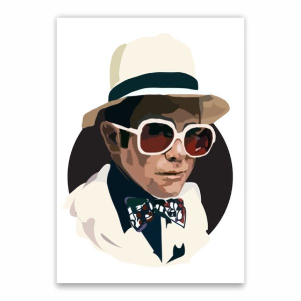 Elton John White Suit Poster - A1