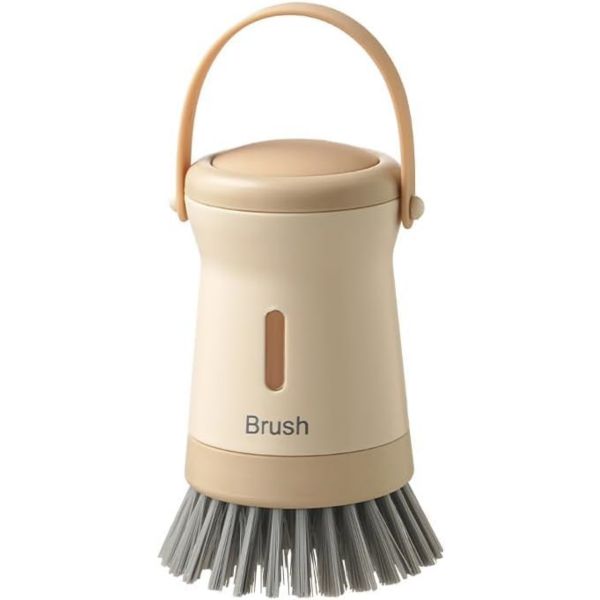 Dishwashing Brush Dish Brush with Soap Dispenser - Beige