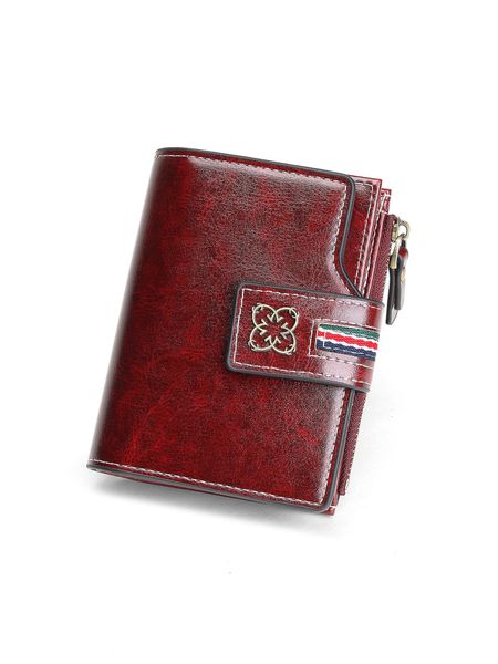 Women's Short Wax Leather Wallet