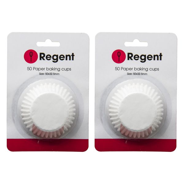 Regent Cake Cups White - 50X32.5mm 2 Pack 100 Pieces