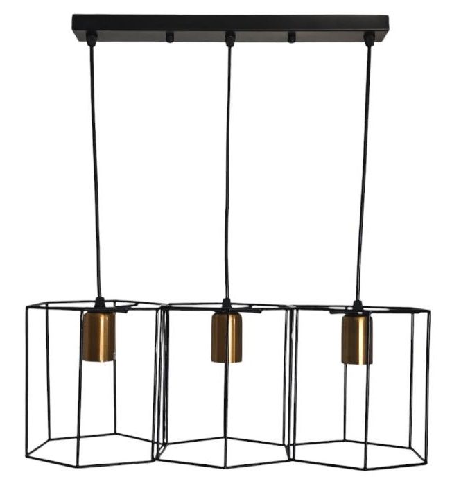 Teempeest 3 Way Pendant Light - Black Steel Pendant With E27 Base Sockets