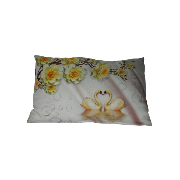 Pink Romantice Swan Floral Polyester Standard Pillow