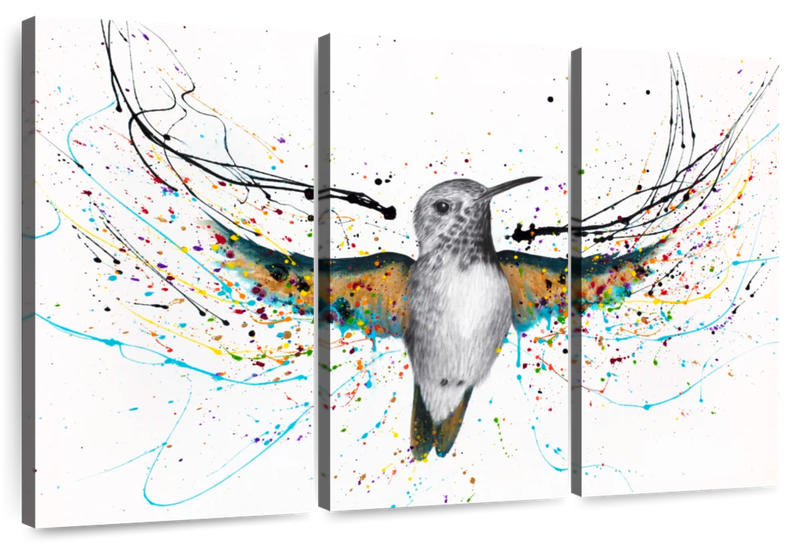 Canvas Art - Flying Bird 3 Piece Abstract Painting Canvas Wall Art Decor