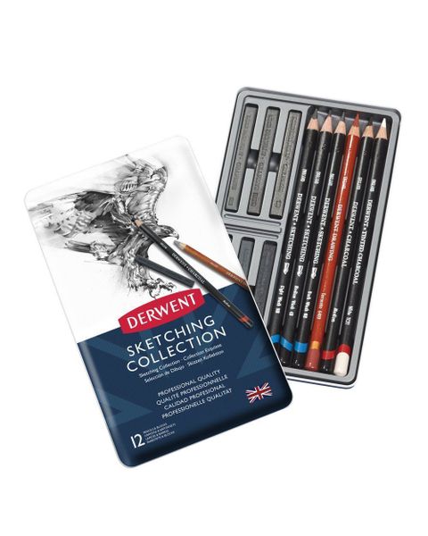Derwent Sketching Pencils and Blocks with Accessories, Set of 12, 34305