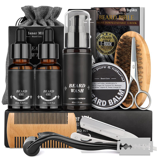 Topika Beard Grooming Kit for Men, 11pcs Beard Care Set Healthy Beard Care