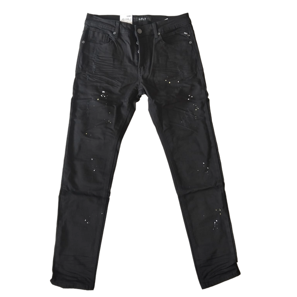 Replay RS107 Skinny Jeans Distressed Finish with Paint-Splatter - Black