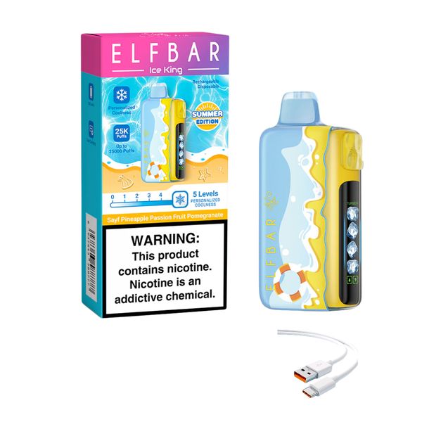 Elfbar Ice King 25k-Pineapple Passion Pomegranate+DiscoVape Charging Cable