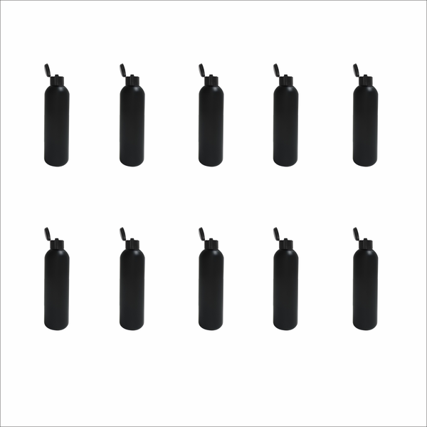 10 Pack 500ml Black HDPE Bottles with Flip-Top Caps - Durable &amp; Reusable