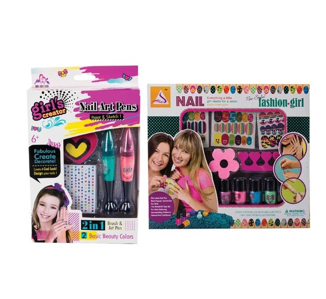 Make Up Gift Set - Polish Brush &amp; Art Pen + Polishes &amp; Accessories 30x25cm