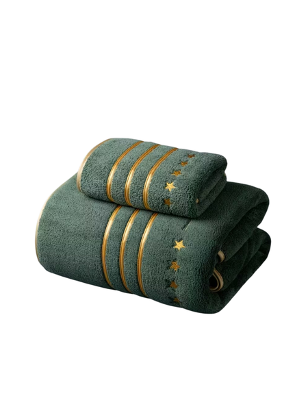 Plush Polyester Towel Set (2 Pack) - Star &amp; Moon Design