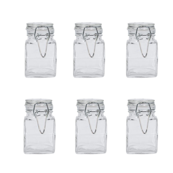 Hexagonal Glass Storage Jars 100ml - 6 Piece Set