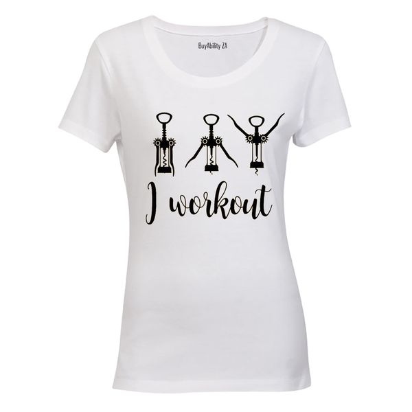 I Workout - Wine! - Ladies - T-Shirt - White