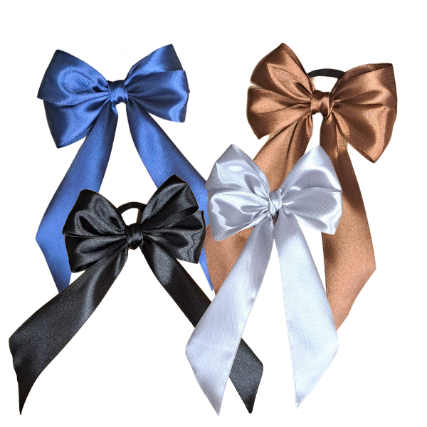 Satin Ribbon Bow Hair Ties - 4 Pack