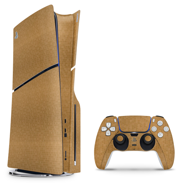 Decal Skin Compatible with PS5 Slim (Disc) - HoneyComb Gold (Decal Only)