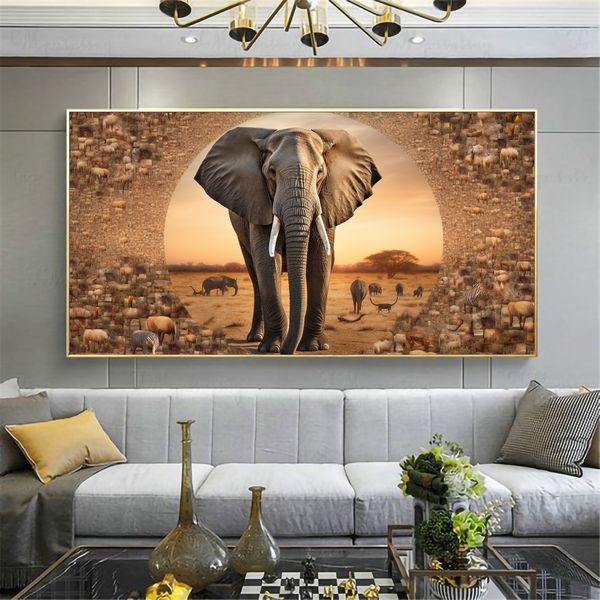 Canvas Wall Decor - Elephant Extravaganza - 0578