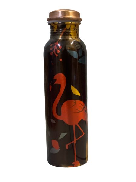 Pure Copper Flamingo print 100% Water Bottle 1 Litter