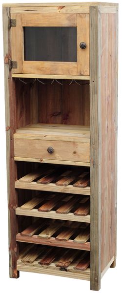 Predencia Wood Wine Cupboard, Hold 16 Bottles And 12 Glasses