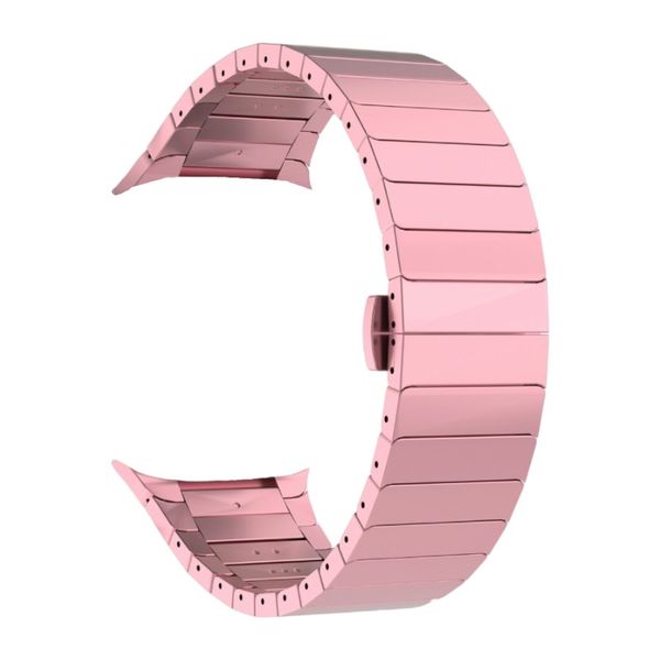 Stainless Steel Watch Strap With Double-Button Folding Clasp - Rose Gold