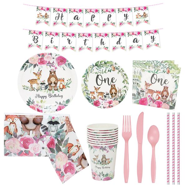 iKids 16 Guests Birthday Party Tableware-Woodland