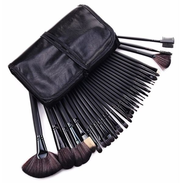 32 Piece Cosmetic Makeup Brush Set With Pouch-Black,Eyebrow Razor&amp;Argan Oil