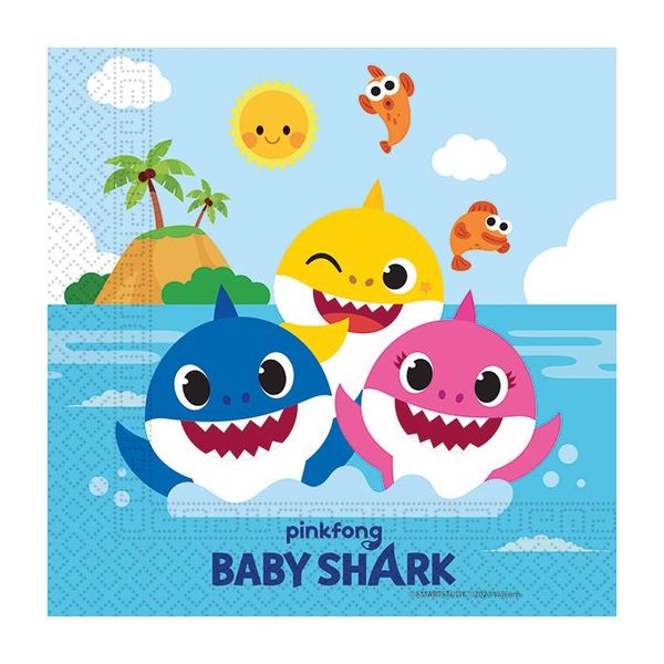 Baby Shark 2 Ply Paper Napkins 33 X 33cm