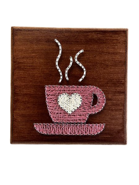 Coffee Tea Cup Wall Decor For Kitchen Bridal Shower Gift In String Art