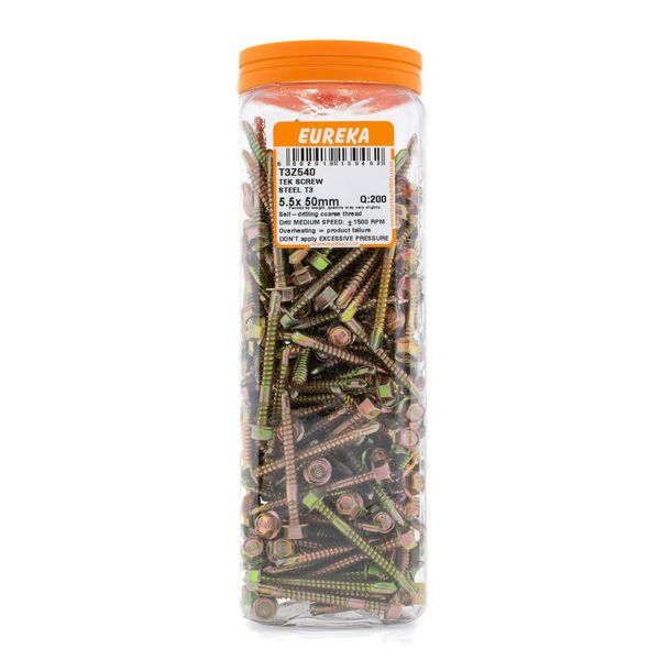 EUREKA Tek Screw Hex Head Coarse Thread 5.5 x 50mm Q:200 T3Z540