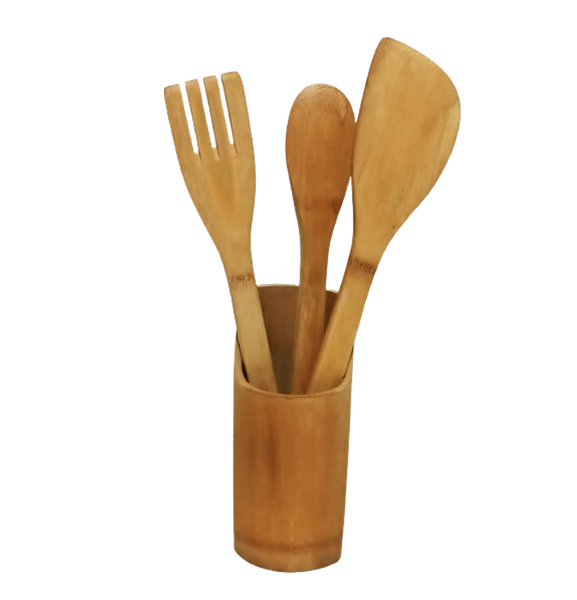 Bamboo Spoons And Holder 3 Piece Set Spoons Chef Kitchen Utensils Cooking Set