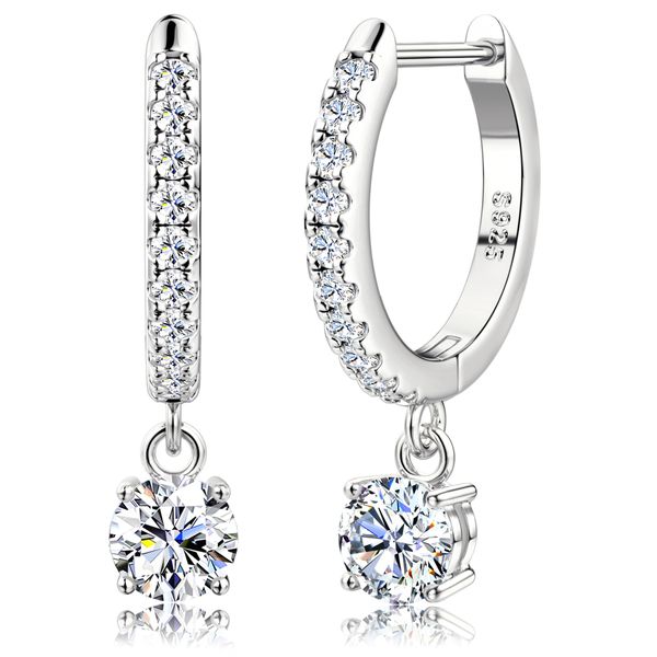 Fashion Pendant Earring 1 Carat - 50+50 - Moissanite D Color S925 - Silver
