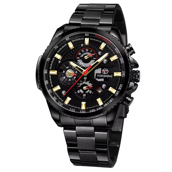 FORSINING Men's Fully Automatic Waterproof Steel Strip Mechanical Watch For