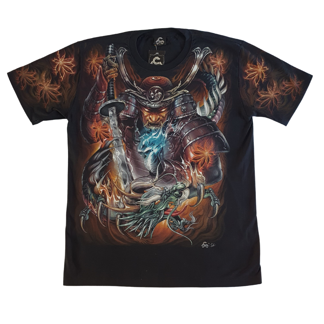 Samurai-All Over Print -Black T-Shirt -High Definition Glow In The Dark ...