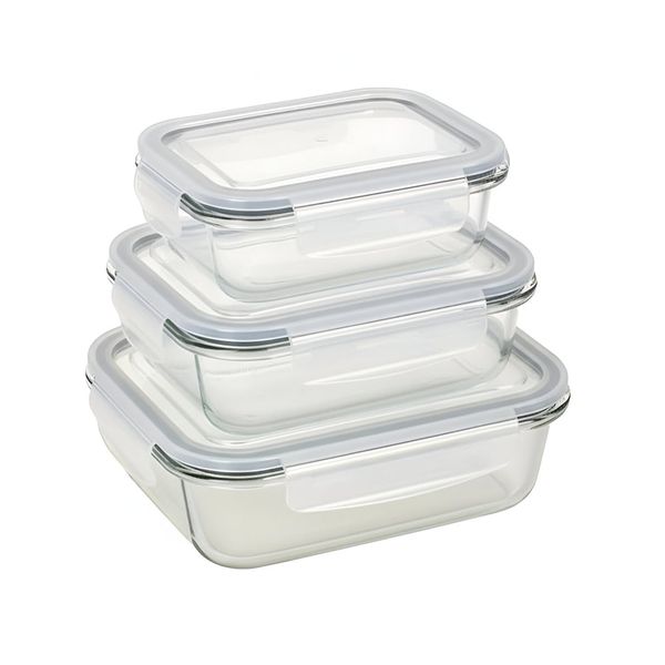 Milex 3 Piece Locking Snap Lid Glass Container