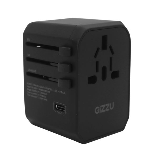 Gizzu Quad-USB Type-C 5.6A Universal Travel Adapter