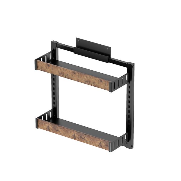 2 Layer Carbon Steel Over the Door Spice Rack and Kitchen Organizer - Black
