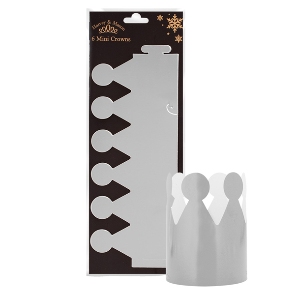 Mini Silver Foil Party Crowns (6 Pack) Christmas &amp; Festive Celebration Hats