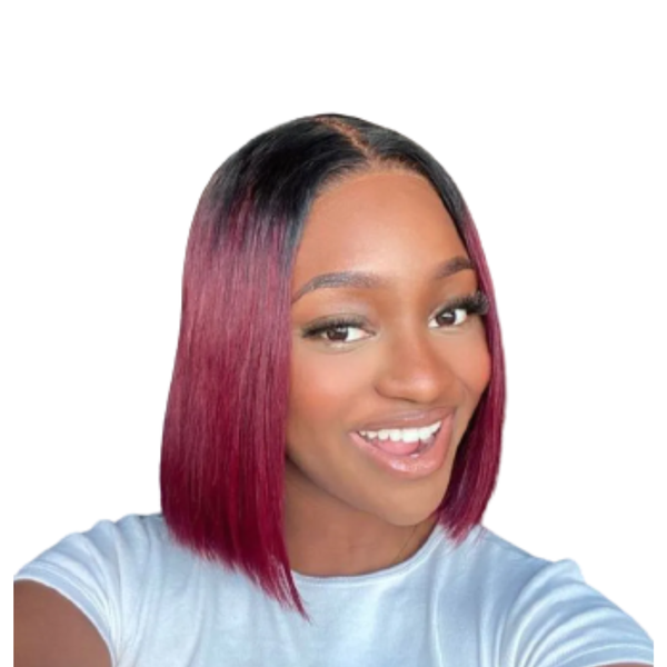 Full Frontal Brazilian Hair Wig, Maroon Two Tone Wig.