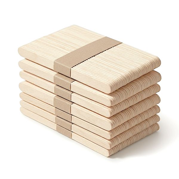 250 Wooden Craft Ice Cream Lollipop Sticks - Natural Wood or Multi-Coloured