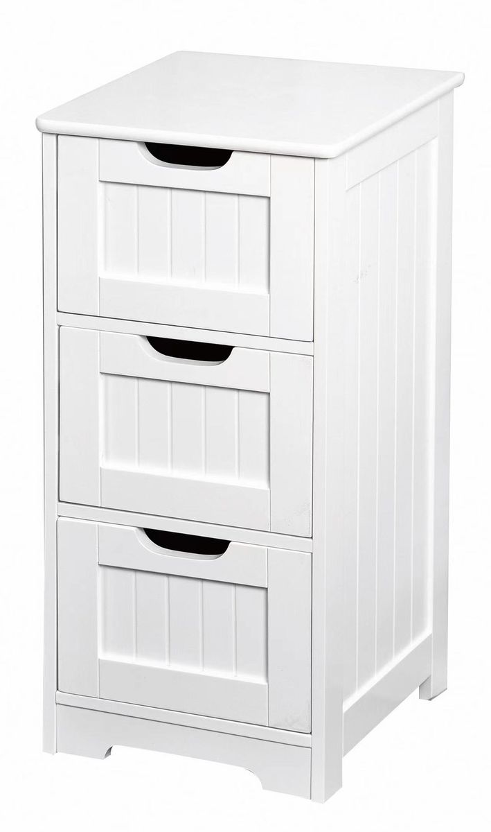 3 Drawer White Free Standing MDF Wooden Storage Multi