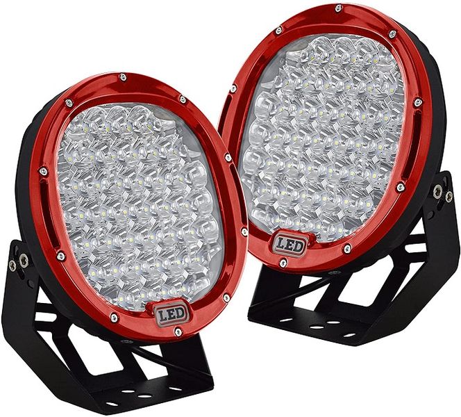 9Inch 96w Red Round Spot LED - Pair