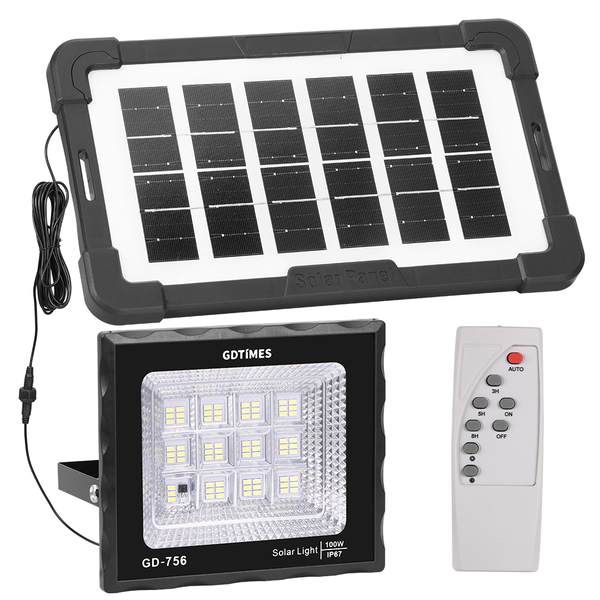 100W LED Solar Flood Light with Remote &amp; IP67 Waterproof