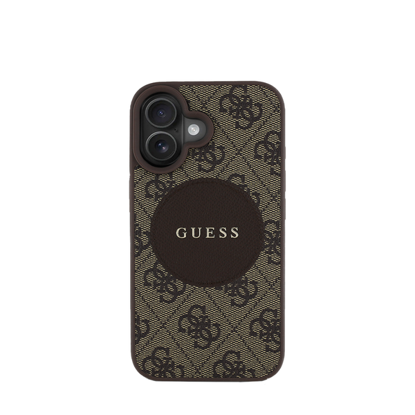 GUESS - Magsafe Grained Phone Case Compatible with IPhone 16 Brown