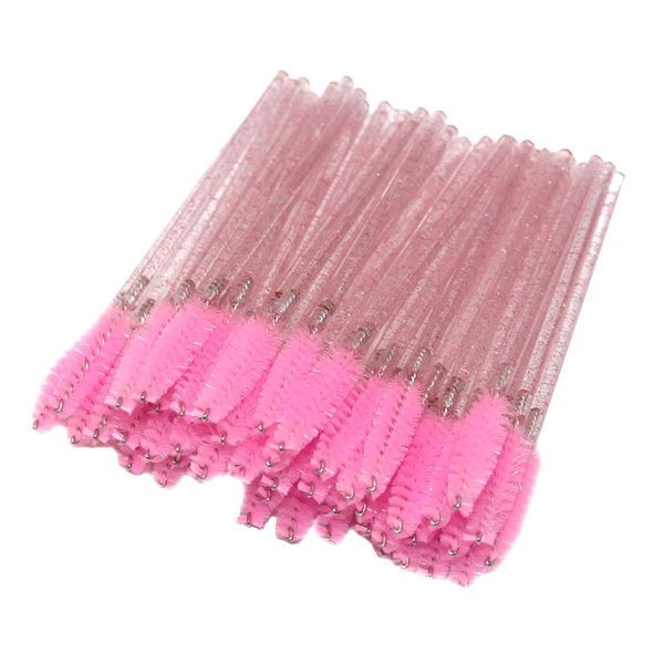 Pink Glitter Makeup - Disposable Crystal Eye Brushes - 50 Pieces - Pink