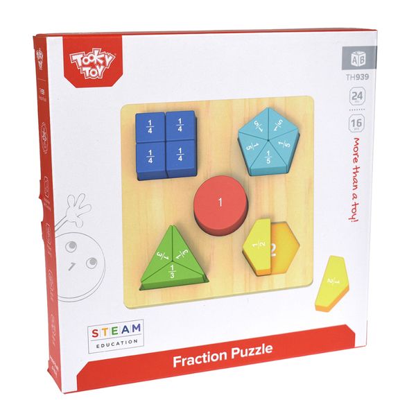 TookyToy - Wooden Fraction &amp; Shapes Puzzle